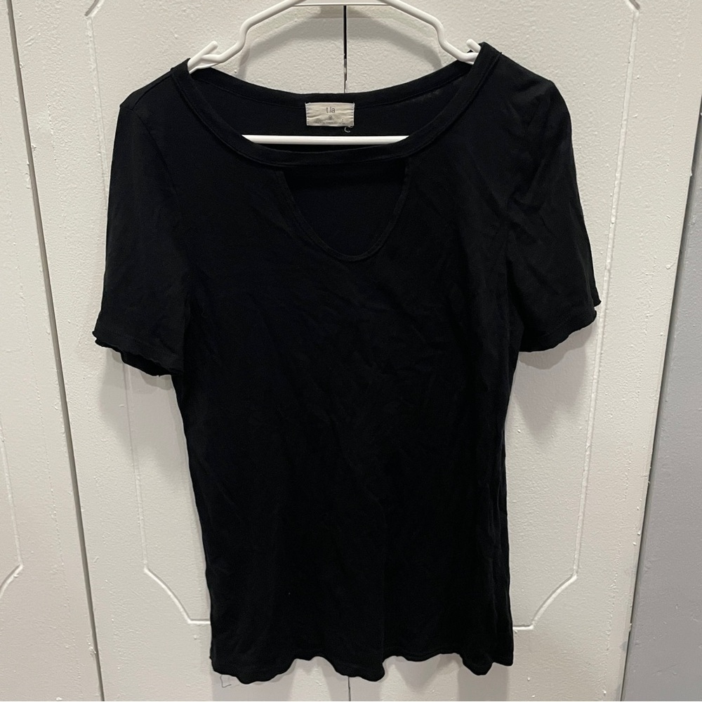 t.la by Anthropologie Black Cut Out Short Sleeve